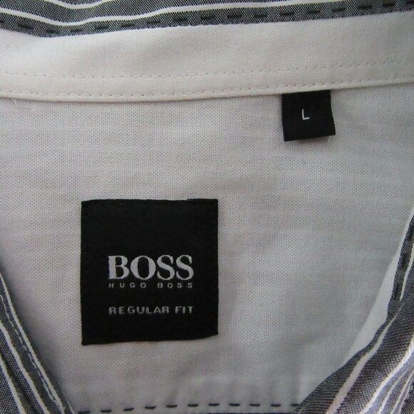 HUGO BOSS Gray Stripe Long Sleeve Casual Shirt - Picture 4 of 6